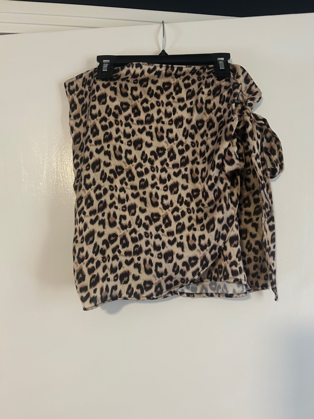 SHEIN Leopard Print Tie-Side Mini Skirt - Beige/Black